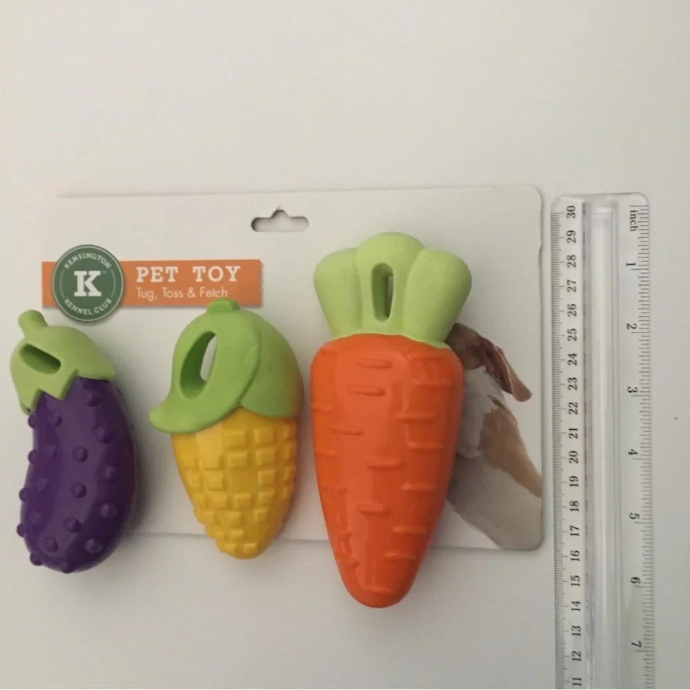 Dog Toys Set of 3 Veggies Durable Chewers NEW Kensington Kennel Club